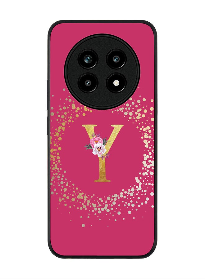 For Realme 13 Pro / 13 Pro+ Case,Slim fit Camera Protection, Shockproof Thin Phone cover  - Custom Monogram Floral - Y ( Deep Pink )